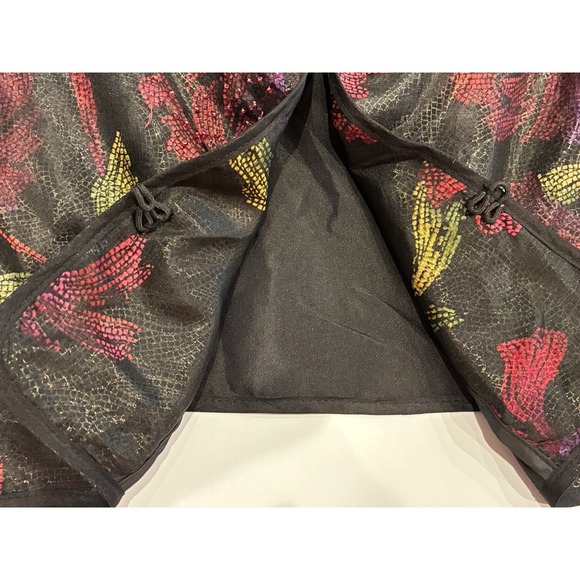 Chico's 100% Silk Asian Inspired‎ Beaded Floral Jacket Womens XL Black Career - Picture 8 of 12